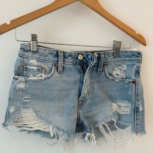 Abercrombie & Fitch Ripped Blue Jean Shorts